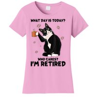 What Day Is Today Who Cares I'm Retired Cat Coffee Lovers Women's T-Shirt