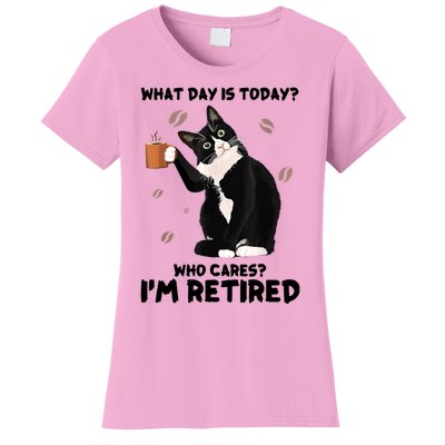 What Day Is Today Who Cares I'm Retired Cat Coffee Lovers Women's T-Shirt