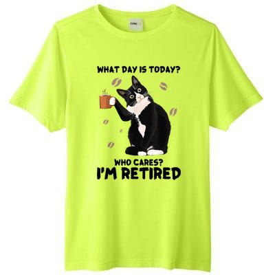 What Day Is Today Who Cares I'm Retired Cat Coffee Lovers Tall Fusion ChromaSoft Performance T-Shirt