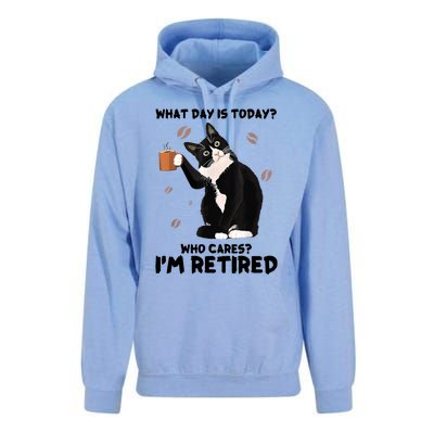 What Day Is Today Who Cares I'm Retired Cat Coffee Lovers Unisex Surf Hoodie