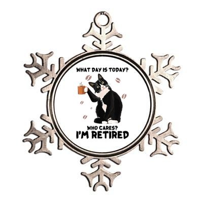 What Day Is Today Who Cares I'm Retired Cat Coffee Lovers Metallic Star Ornament