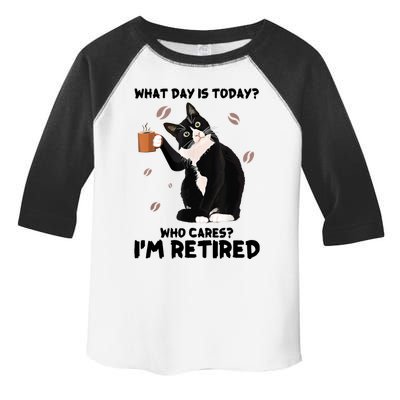 What Day Is Today Who Cares I'm Retired Cat Coffee Lovers Toddler Fine Jersey T-Shirt