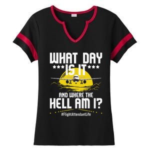 What Day Is It Flight Attendant Life Stewardess Airplane Ladies Halftime Notch Neck Tee