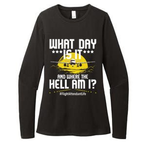 What Day Is It Flight Attendant Life Stewardess Airplane Womens CVC Long Sleeve Shirt