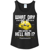 What Day Is It Flight Attendant Life Stewardess Airplane Ladies Essential Tank