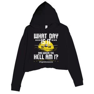 What Day Is It Flight Attendant Life Stewardess Airplane Crop Fleece Hoodie