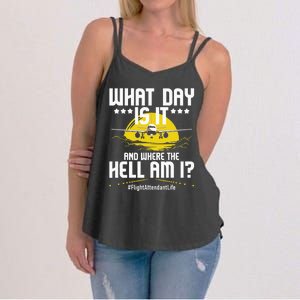 What Day Is It Flight Attendant Life Stewardess Airplane Women's Strappy Tank