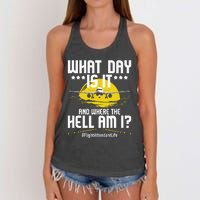 What Day Is It Flight Attendant Life Stewardess Airplane Women's Knotted Racerback Tank