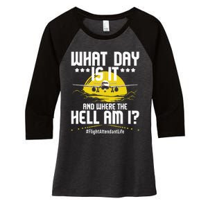 What Day Is It Flight Attendant Life Stewardess Airplane Women's Tri-Blend 3/4-Sleeve Raglan Shirt