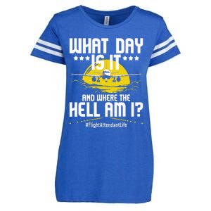 What Day Is It Flight Attendant Life Stewardess Airplane Enza Ladies Jersey Football T-Shirt