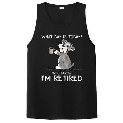 What Day Is Today Who Cares Im Retired Funny Cat Schnauzer PosiCharge Competitor Tank