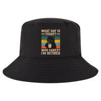 What Day Is Today Who Cares Im Retired Cat And Coffee Cool Comfort Performance Bucket Hat