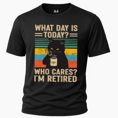 What Day Is Today Who Cares Im Retired Cat And Coffee Performance Shirt