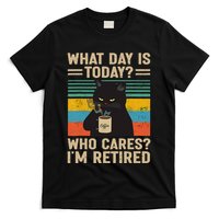 What Day Is Today Who Cares Im Retired Cat And Coffee T-Shirt