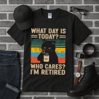 What Day Is Today Who Cares Im Retired Cat And Coffee Tall T-Shirt