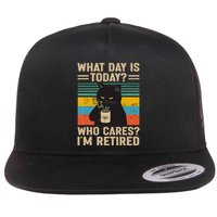 What Day Is Today Who Cares Im Retired Cat And Coffee Flatbill Hat