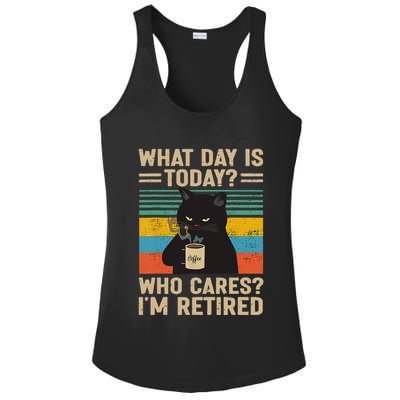 What Day Is Today Who Cares Im Retired Cat And Coffee Ladies PosiCharge Competitor Racerback Tank