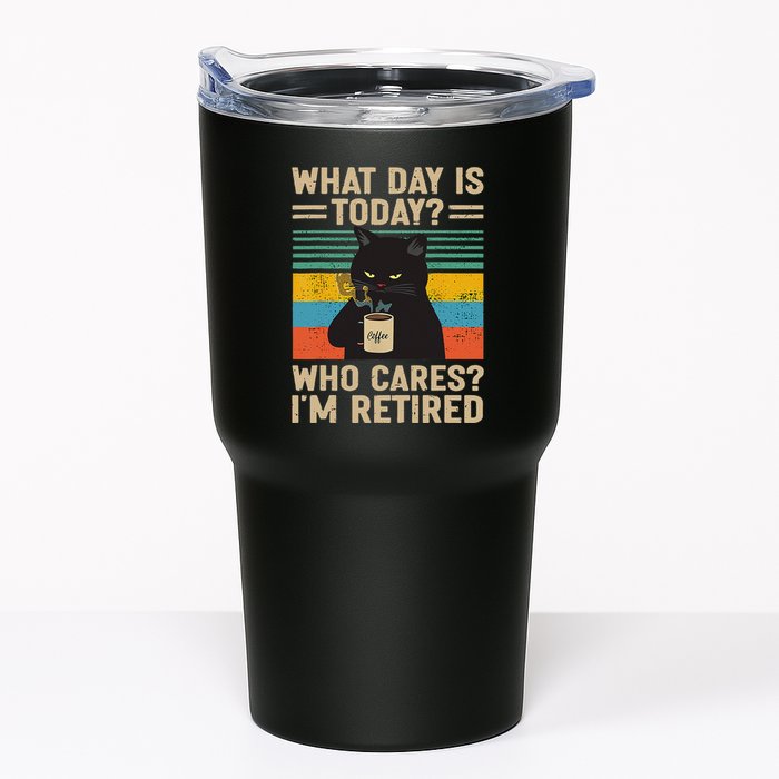What Day Is Today Who Cares Im Retired Cat And Coffee Tumbler
