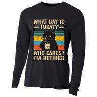 What Day Is Today Who Cares Im Retired Cat And Coffee Cooling Performance Long Sleeve Crew