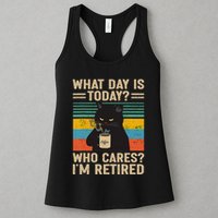 What Day Is Today Who Cares Im Retired Cat And Coffee Womens Tank Top