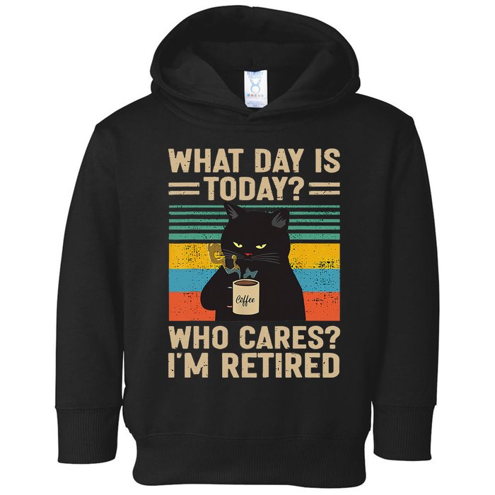 What Day Is Today Who Cares Im Retired Cat And Coffee Toddler Hoodie