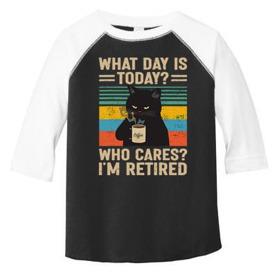 What Day Is Today Who Cares Im Retired Cat And Coffee Toddler Fine Jersey T-Shirt