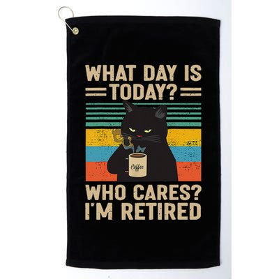 What Day Is Today Who Cares Im Retired Cat And Coffee Golf Towel