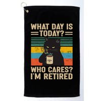 What Day Is Today Who Cares Im Retired Cat And Coffee Golf Towel