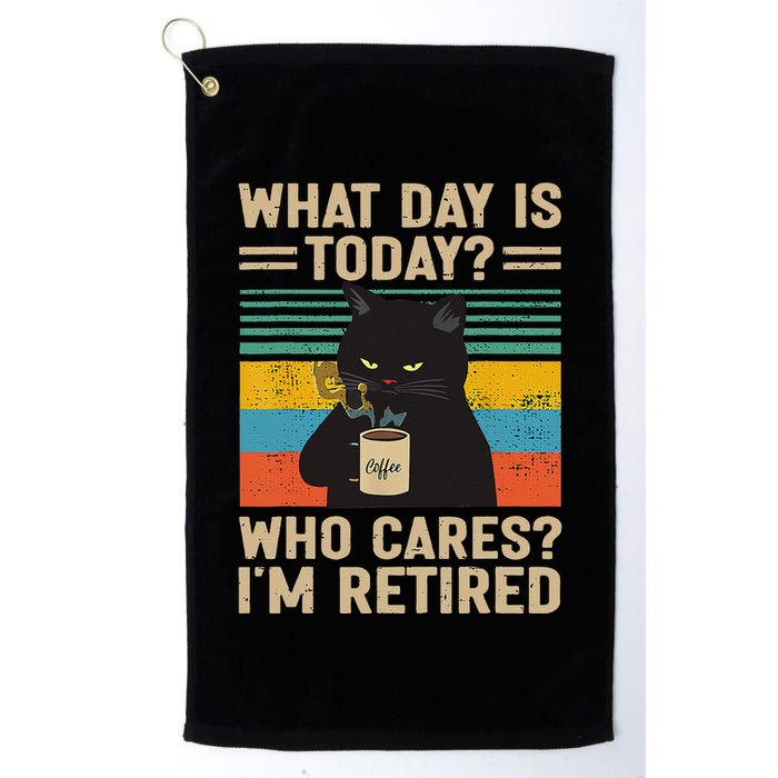 What Day Is Today Who Cares Im Retired Cat And Coffee Golf Towel
