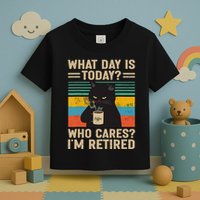 What Day Is Today Who Cares Im Retired Cat And Coffee Toddler T-Shirt
