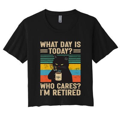 What Day Is Today Who Cares Im Retired Cat And Coffee Crop Top