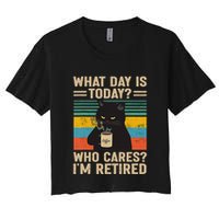 What Day Is Today Who Cares Im Retired Cat And Coffee Crop Top