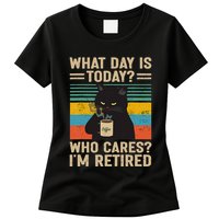 What Day Is Today Who Cares Im Retired Cat And Coffee Womens T-Shirt