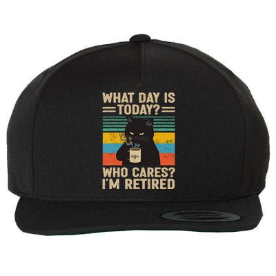 What Day Is Today Who Cares Im Retired Cat And Coffee Wool Snapback Cap