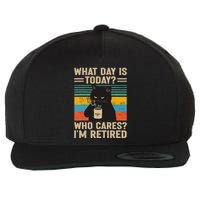 What Day Is Today Who Cares Im Retired Cat And Coffee Wool Snapback Cap