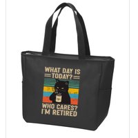 What Day Is Today Who Cares Im Retired Cat And Coffee Zip Tote Bag