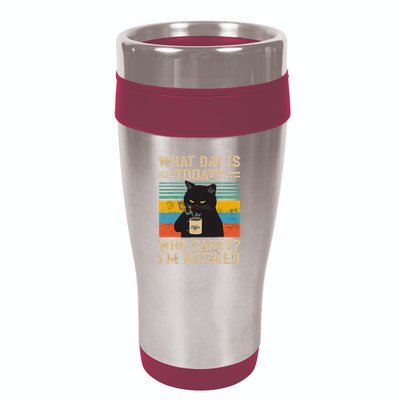 What Day Is Today Who Cares Im Retired Cat And Coffee 16oz Travel Tumbler