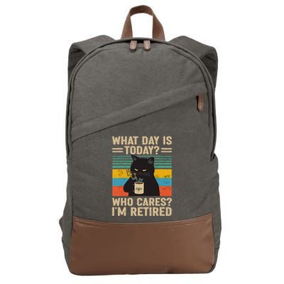 What Day Is Today Who Cares Im Retired Cat And Coffee Cotton Canvas Backpack