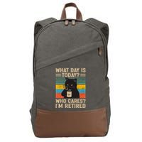 What Day Is Today Who Cares Im Retired Cat And Coffee Cotton Canvas Backpack