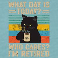 What Day Is Today Who Cares Im Retired Cat And Coffee Sueded Cloud Jersey T-Shirt