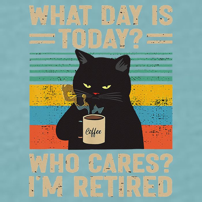 What Day Is Today Who Cares Im Retired Cat And Coffee Sueded Cloud Jersey T-Shirt
