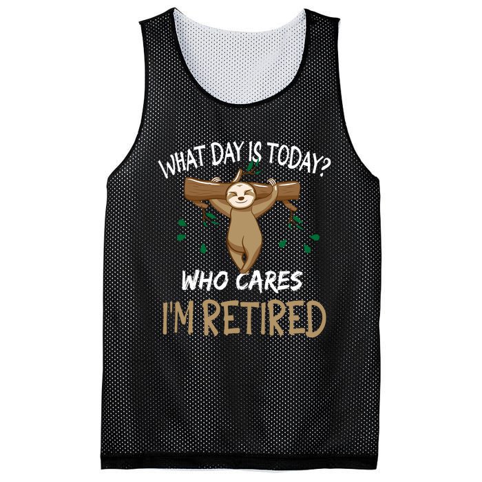 What Day Is Today Whocares I Am Retired Retirement Sloth Mesh Reversible Basketball Jersey Tank