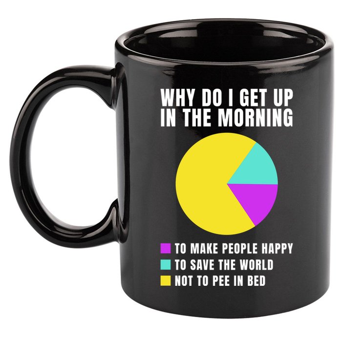 Why Do I Get Up In The Morning Funny I Have To Pee 11oz C Handle Ceramic Mug