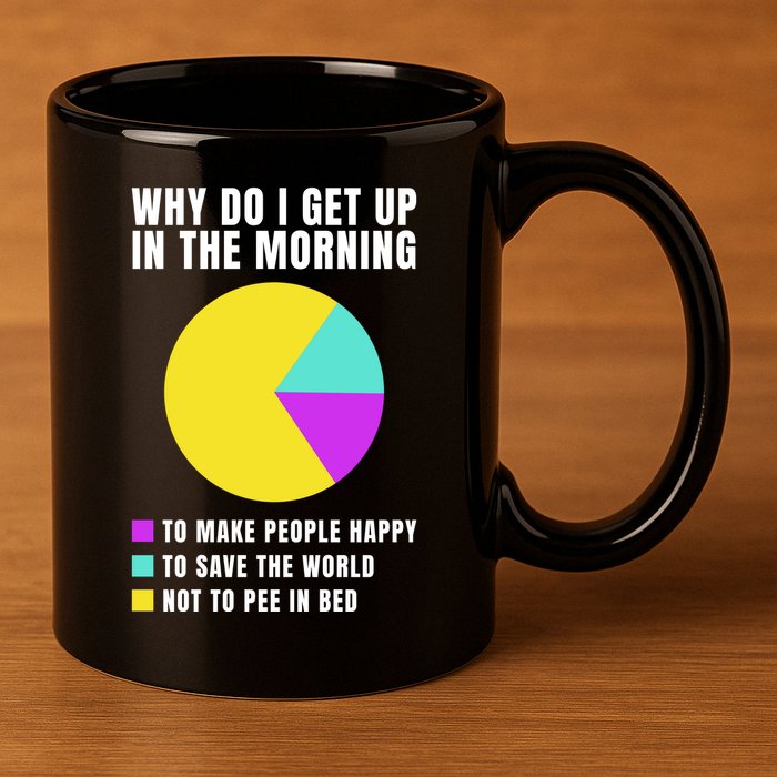 Why Do I Get Up In The Morning Funny I Have To Pee 11oz C Handle Ceramic Mug