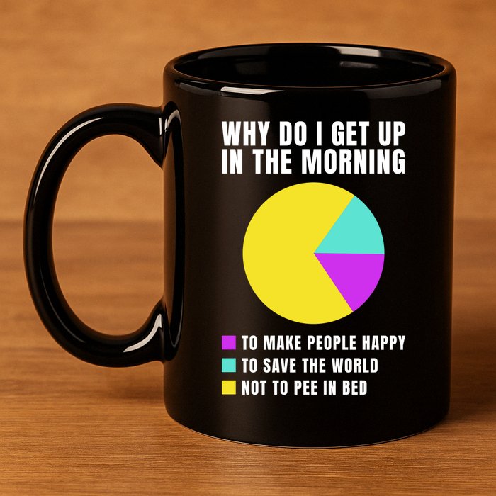 Why Do I Get Up In The Morning Funny I Have To Pee 11oz C Handle Ceramic Mug