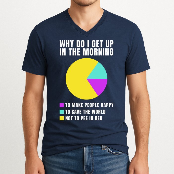 Why Do I Get Up In The Morning Funny I Have To Pee V-Neck T-Shirt