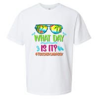 What Day Is It Teacher On Break Summer Vibes Funny Teacher Sueded Cloud Jersey T-Shirt