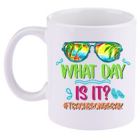 What Day Is It Teacher On Break Summer Vibes Funny Teacher 11oz C Handle Ceramic Mug