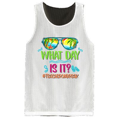 What Day Is It Teacher On Break Summer Vibes Funny Teacher Mesh Reversible Basketball Jersey Tank