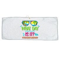 What Day Is It Teacher On Break Summer Vibes Funny Teacher Large Microfiber Waffle Golf Towel